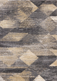 Dayton Grey Beige White Distressed Diamond Pattern Rug, 5'3
