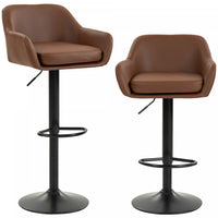 HOMCOM Bar Stools Set of 2 Adjustable Backrest, Brown