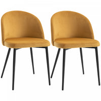 HOMCOM Dining Chairs Set of 2, Mid-Back Velvet-touch Upholstery Side Chair