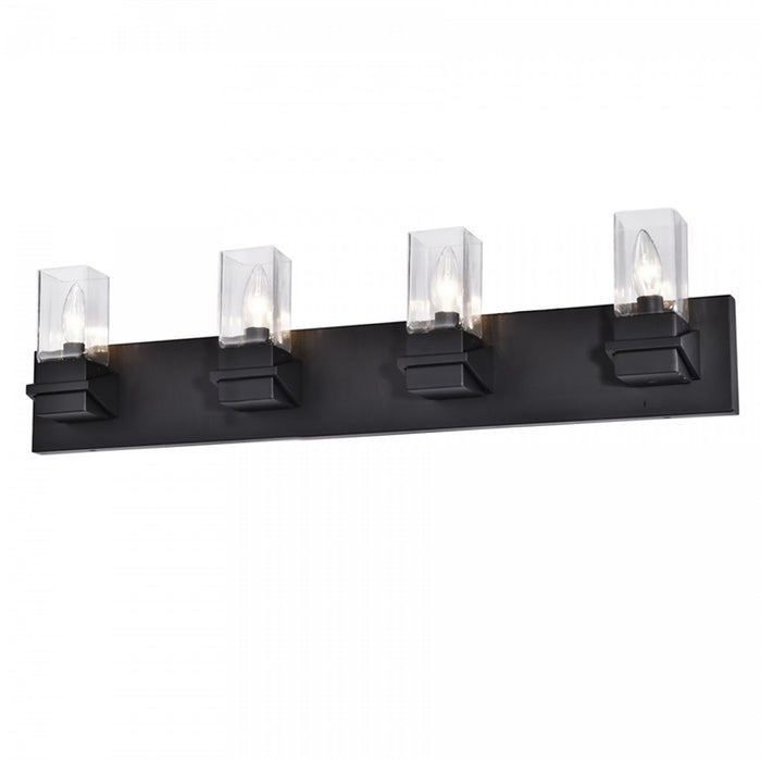 Dainolite Veronica 4 Light Vanity Light Matte Black Clear Glass Lamp