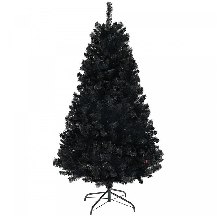 Homcom 6ft Artificial Christmas Tree With Auto Open, Steel Base, Black