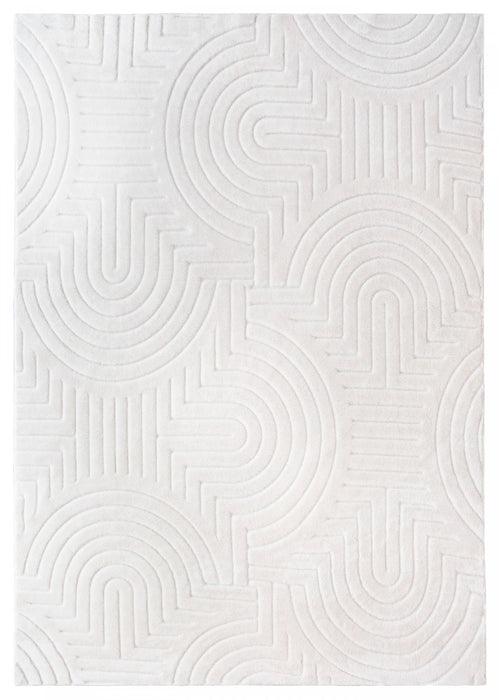 Velvet Cream Circles Washable Shag Area Rug 8'x10' Indoor Area Rug