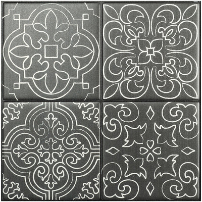 Smart Tiles Peel and Stick 4-Sheet 9 x 9 Backsplash - Vintage Vinci|Dosseret Smart Tiles peler et coller 9 x 9, 4 feuilles - Vintage Vinci