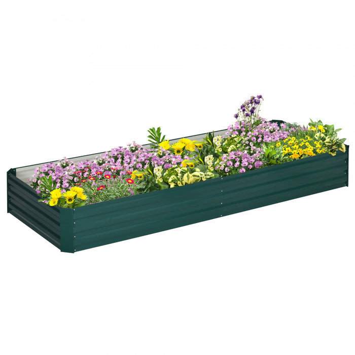 Outsunny 95\" X 36\" X 12\" Galvanized Raised Garden Bed, Metal Elevated Planter Box, Easy Diy And Cleaning For Growing Flowers, Herbs, Succulents, Green