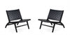 Maintenon Industry Chic Wood Vegan Leather Accent Chair in Black - Set of 2 | Fauteuil d’appoint Maintenon Industry Chic en bois et cuir vegetalien noir – Lot de 2
