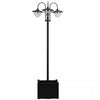 Outsunny 3-head LED Solar Light Lamp Street Light Post With Planter, Solar-powered Lamp Post, Black|Outsunny Lampadaire Solaire A 3 Tetes LED Avec Jardiniere, Piles Applicables Incluses, Noir