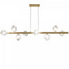 Dainolite Pearlene 8 Light Horizontal Pendant Aged Brass Clear Glass Lamp|Luminaire suspendu horizontal Pearlene de Dainolite en verre transparent, avec fini laiton vieilli et 8 ampoules