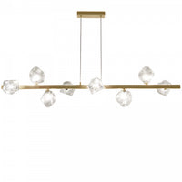 Dainolite Pearlene 8 Light Horizontal Pendant Aged Brass Clear Glass Lamp
