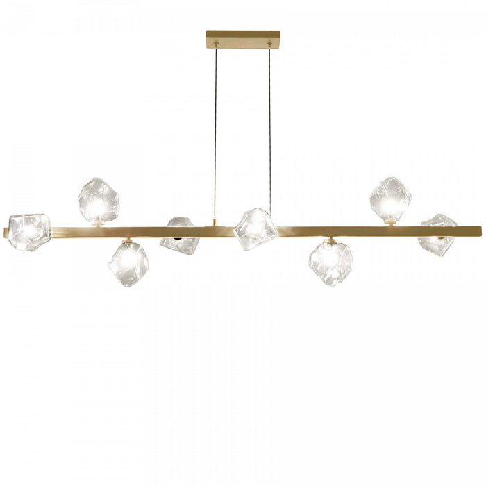 Dainolite Pearlene 8 Light Horizontal Pendant Aged Brass Clear Glass Lamp