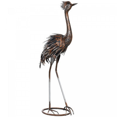 Outsunny Garden Statue Heron, Standing Lawn Sculpture Silver Tone