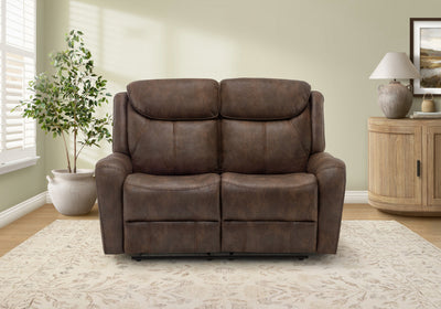 Large 2-Seater Power Reclining Love Seat, 60" Wide, Usb Port Included, Brown Leather-Look Recliner | Grand Causeuse 2 Places Inclinable Electrique, 60"L, Port Usb Inclus, Aspect Cuir Brun