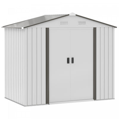Outsunny 7' X 4' X 6' Garden Storage Shed Outdoor Patio Yard Metal Tool Storage House W/ Steel Floor|Outsunny Organisateur D'abri De Rangement En Acier De 7' X 4', Maison A Outils De Jardin Avec 4 Aera