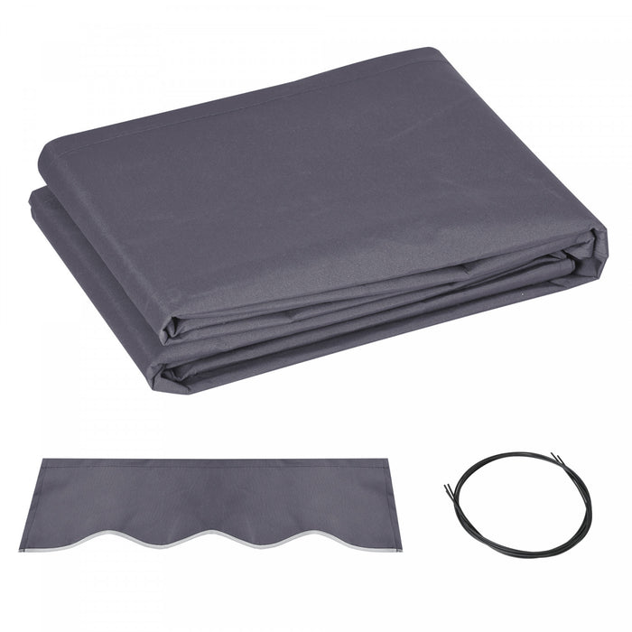 Outsunny 11' X 8' Retractable Awning Fabric Replacement Outdoor Sunshade Canopy Awning Cover, Uv Protection, Grey