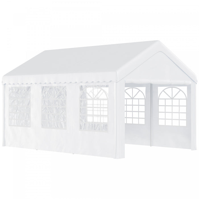 Outsunny 20'x13' Heavy Duty Party Tent, Carport Garage Canopy, Portable Sun Shelter With Sidewalls White
