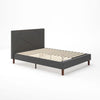 Judy Upholstered Platform Bed with Headboard in Dark Grey - King Size