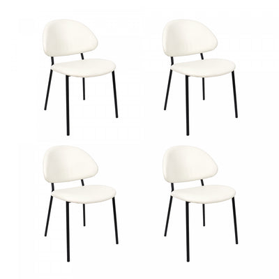 Haven Contemporary Modern Vegan Leather Metal Side Chair in Ivory - Set of 4 | Chaise laterale contemporaine moderne en cuir vegetalien et metal Haven, ivoire - Lot de 4