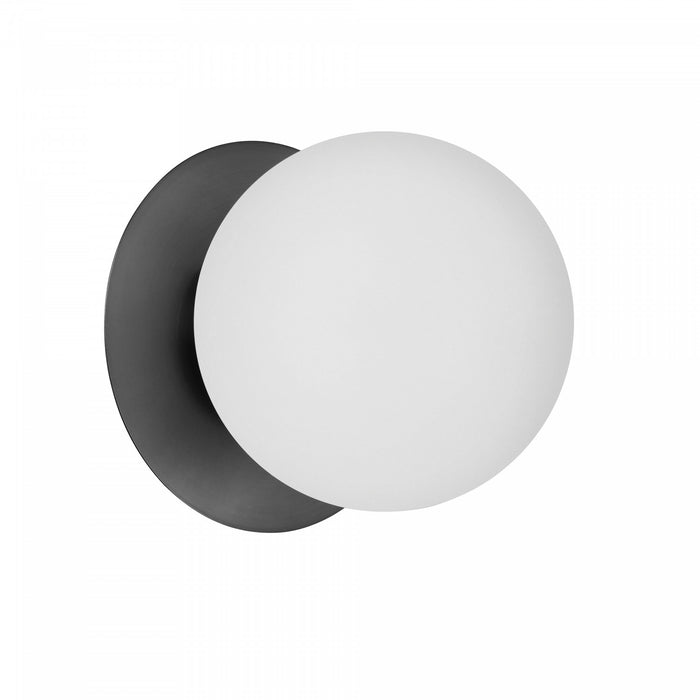 Dainolite Burlat 1 Light Wall Sconce Matte Black White Glass Lamp