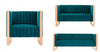 Trillium Mid-Century Modern 3-Piece Sofa Set in Teal | Ensemble de canape 3 pieces Trillium style milieu du siecle en bleu sarcelle