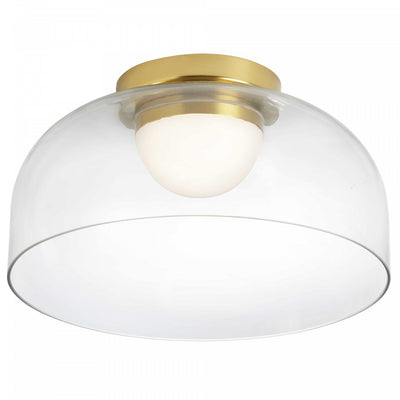 Dainolite Nadine 11.75"dia. LED Flush Mount 10w Aged Brass Clear Glass Lamp|Plafonnier affleuré Nadine de Dainolite de 11,75 po de diamètre en verre transparent, avec fini laiton vieilli et ampoule à DEL de 10 W
