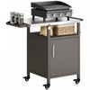 Outsunny Outdoor Grill Cart with Stainless Steel Tabletop for Kitchen Prep, Pizza Oven Stand with Cabinet, Spice Rack, Towel Holder, Bottle Opener, BBQ Stand on Wheels, Brown