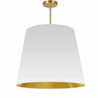 Dainolite Oversized Drum 1 Light Pendant tapered Drum Large White/Gold Shade Lamp
