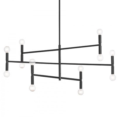 Dainolite Ava 12 Light Chandelier Large Matte Black Lamp|Grand lustre Ava de Dainolite avec fini noir mat et 12 ampoules