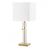 Dainolite Fernanda 1 Light Table Lamp Aged Brass White Shade|Lampe de table Fernanda de Dainolite avec abat-jour blanc, fini laiton vieilli et 1 ampoule