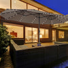 Costway 15FT Twin Patio Double-Sided Umbrella 48 Solar LED Lights Crank Outdoor Coffee