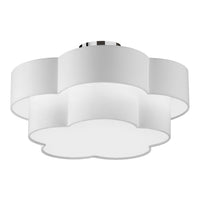 Dainolite Phlox 3 Light Flush Mount Large Polished Chrome White Shade Lamp