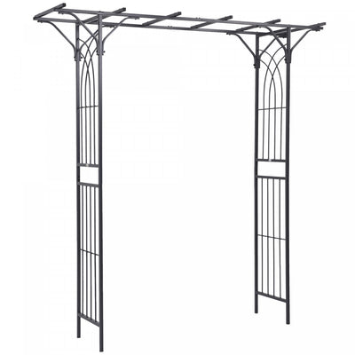 Outsunny 7ft Metal Garden Arch Outdoor Walkway Arbor For Decorative Climbing Plants Patio Lawn Backy|Outsunny Arche De Jardin En Metal De 7 Pieds Tonnelle De Passerelle Exterieure Pour Plantes Grimpant