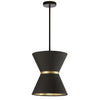 Dainolite Caterine 1 Light Pendant 12" Dia Matte Black Finish Gold Ring/Black Shade Lamp|Luminaire suspendu Caterine de Dainolite de 12 po de diamètre, avec abat-jour noir, anneau doré, fini noir mat et 1 ampoule