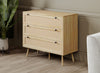 Storage Chest With 3 Drawers – Natural Brown Wood Look | Commode verticale de rangement avec 3 tiroirs - apparence de bois brun naturel