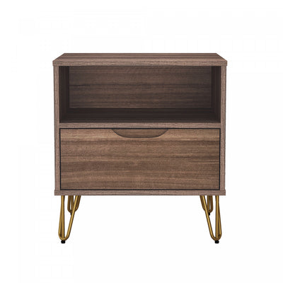 Avira Mid-Century Modern 20" Nightstand in Brown (1-Drawer) | Table de nuit Avira mi-siecle moderne 20" en brun (1 tiroir)
