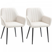 HOMCOM Dining Chairs Set of 2, Upholstered Accent Chairs with Metal Legs