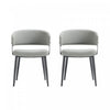 Luce Modern Textured Vegan Leather Metal Dining Chair in Stone Gray - Set of 2 | Chaise de salle a manger moderne Luce en cuir vegetalien texture et metal, gris pierre - Lot de 2