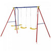 Outsunny Metal Swing Set With 2 Seats Glider A-frame Stand Adjustable Hanging Rope For Backyard Play|Outsunny Balancoire En Metal Avec 2 Sieges Planeur Cadre Forme De A Stand Reglable Corde A Suspendre