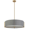 Dainolite Preston 4 Light Pendant 26" Dia Aged Brass Grey Shade Lamp|Luminaire suspendu Preston de Dainolite de 26 po de diamètre avec abat-jour gris, fini laiton vieilli et 4 ampoules