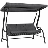 Outsunny Outdoor 3-person Metal Porch Swing Chair with Canopy Black