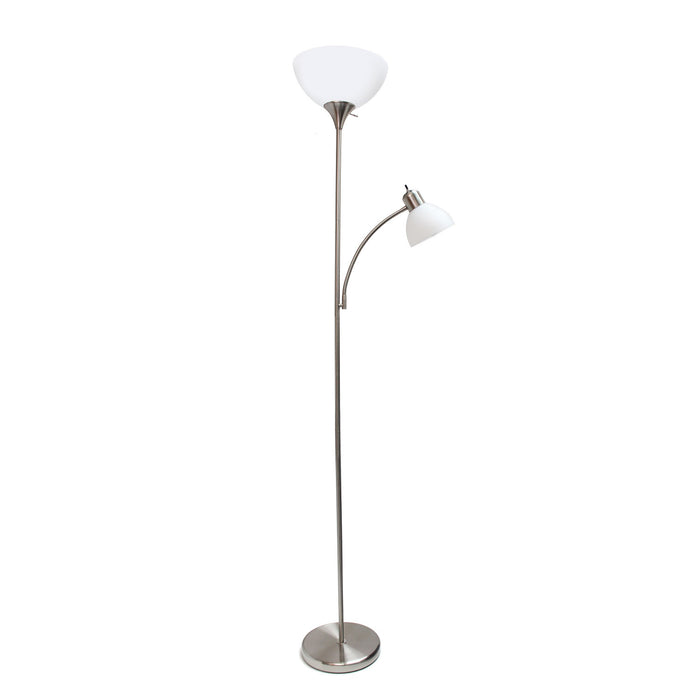 Ardelo Floor Lamp w/ Gooseneck Reading Light, Brushed Nickel, 71.5\"H