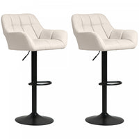 HOMCOM Adjustable Bar Stools Set of 2, Swivel Tufted Fabric Barstools