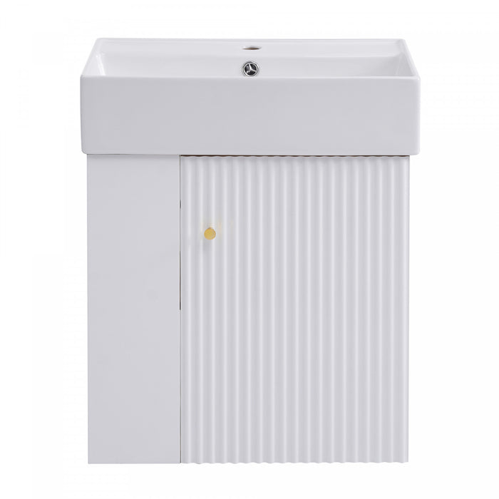 Rachel 21.6\" Floating Bathroom Vanity With Ceramic Basin, Soft-close Door, And Left Side Storage