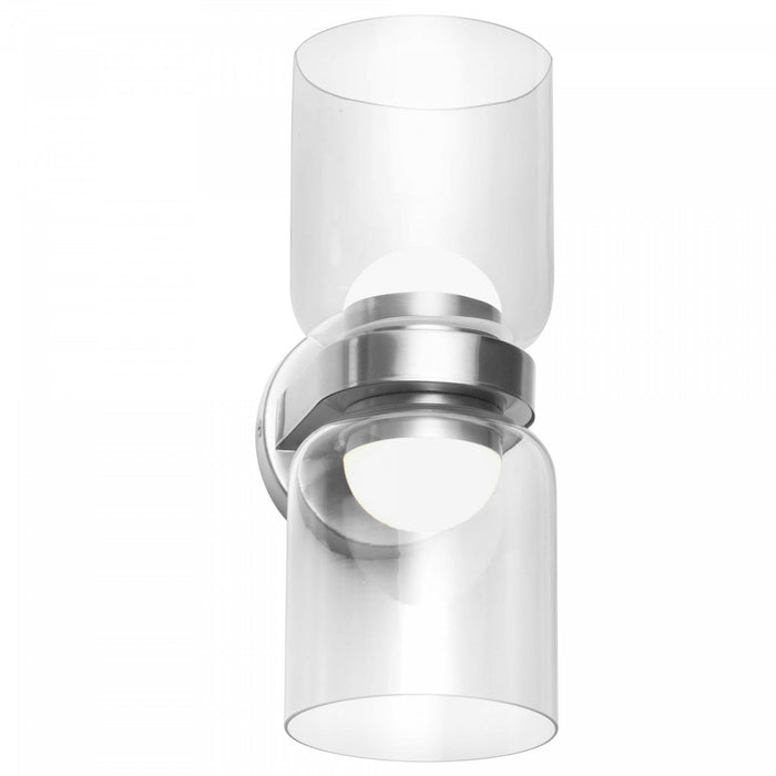 Dainolite Nadine 2 Light LED Sconce 20w Polished Chrome Clear Glass Lamp