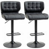 HOMCOM Adjustable Bar Stools Set of 2 with Footrest Back for Dining Room