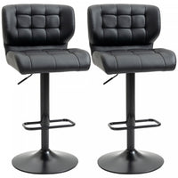 HOMCOM Adjustable Bar Stools Set of 2 with Footrest Back for Dining Room