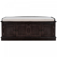 Daniel Solid Wood Storage Bench With 4-door Shoe Cabinet With Adjustable Shelves - Espresso 