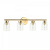 Dainolite Vienna 4 Light Incandescent Vanity Aged Brass Clear Ribbed Glass Lamp|Lumière de coiffeuse Vienna de Dainolite en verre côtelé transparent, avec fini laiton vieilli et 4 ampoules incandescentes