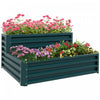Outsunny 2 Tier Raised Garden Bed Galvanized Steel Planter Box, Green|Outsunny Lit De Jardin Sureleve A 2 Etages En Acier Galvanise, Vert