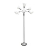Skye 5 Light Adjustable Gooseneck Floor Lamp, Silver & White, 67"H | Skye Lampadaire a 5 lumieres avec cols de cygne reglables, Argent et Blanc, 67 po H