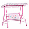 Outsunny 2-seat Kids Porch Swing Chair, Children Outdoor Patio Furniture Lounge Chair For Garden, With Adjustable Canopy, Seat Belt, Mermaid Pattern, For 3-6 Years Old, Pink