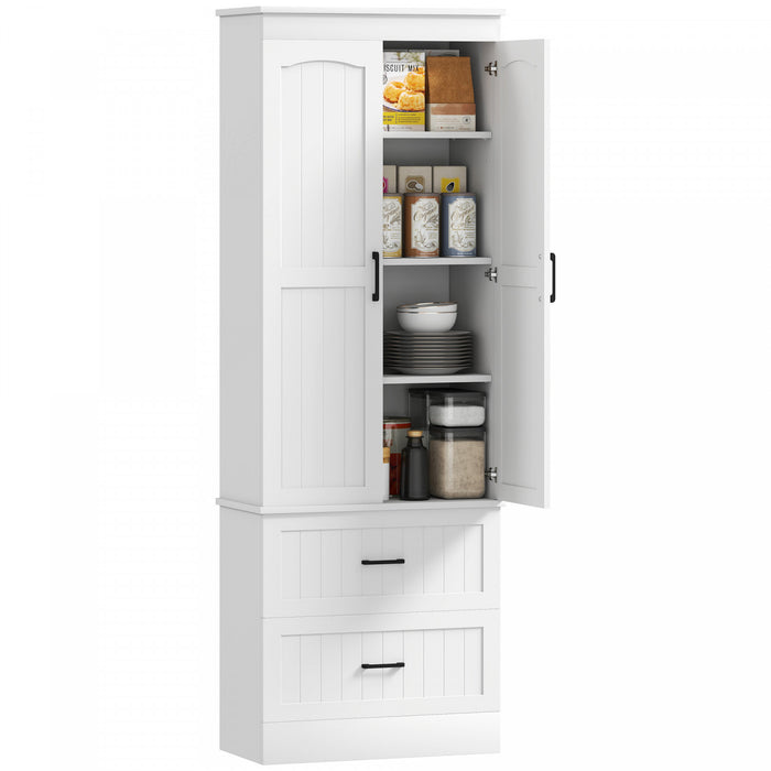 HOMCOM Tall Pantry Cabinet, 67\" Farmhouse Kitchen Storage Cabinet, White